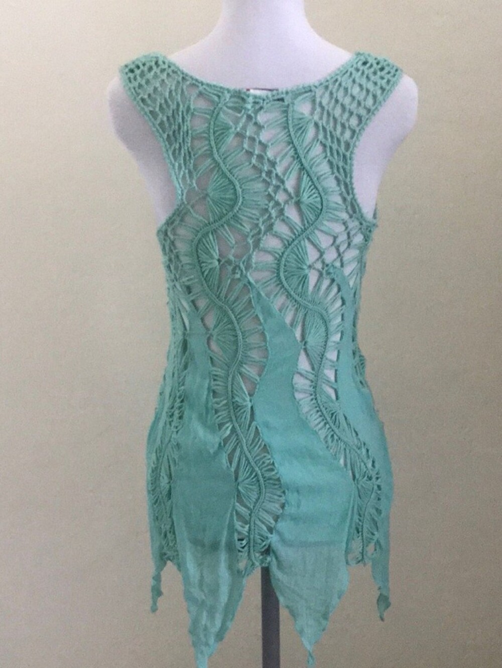 Mermaidcore Boho Blue Green Crochet Top - Picture 13 of 16